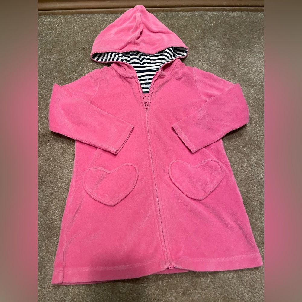 Lands End Terrycloth Zip-up Swim Coverup 3T